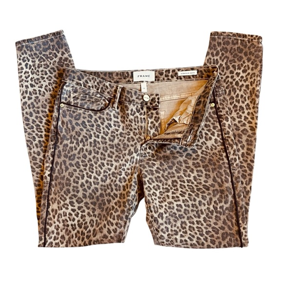 Frame Women’s Sz 29 Leopard Le Skinny De Jeanne Mid Rise Denim Jeans - Picture 5 of 13